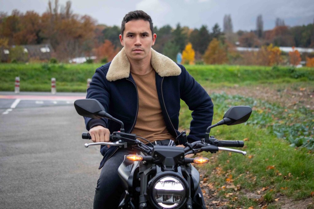 BigBong Photography: Confident Male Model Poses on Motorcycle