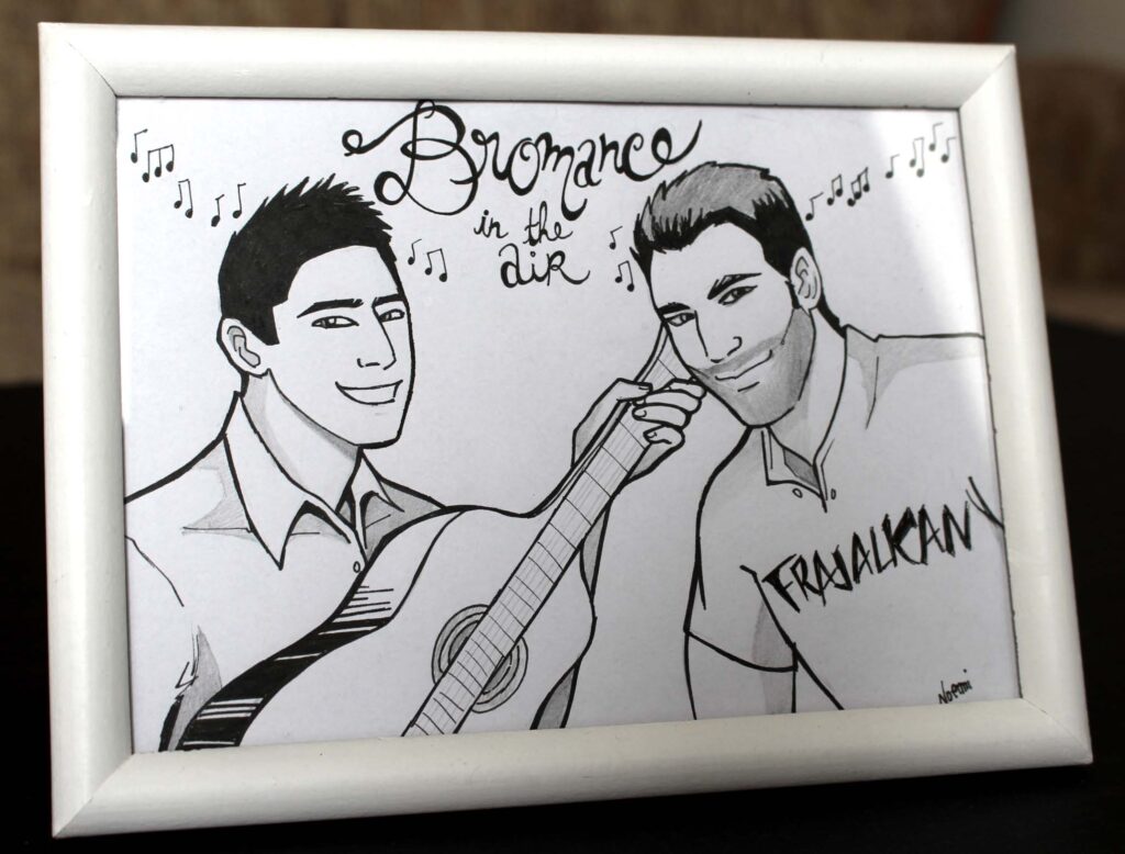 Fan art drawing of YouTubers BigBong and Mark Hachem in the web series FRAJALICAN