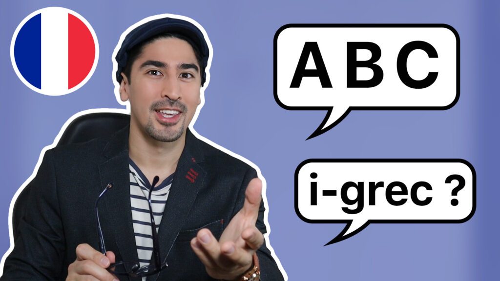 Thumbnail featuring French tutor and language coach, Julien Moulin, teaching the alphabet.