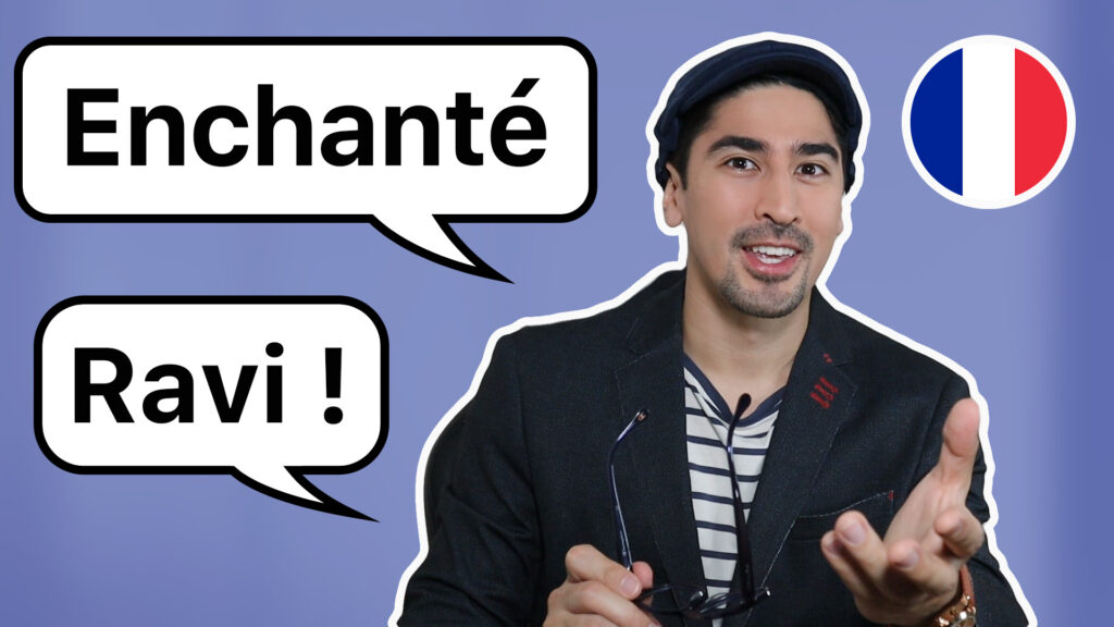 Thumbnail featuring French tutor and language coach, Julien Moulin, teaching how to say nice to meet you in French.