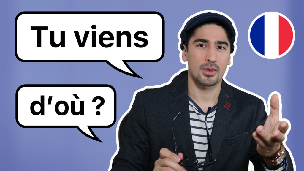 Thumbnail featuring French tutor and language coach, Julien Moulin, teaching how to ask "Where are you from" in French.