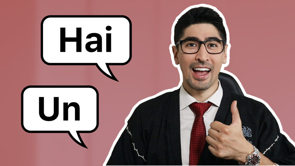 Thumbnail featuring Japanese tutor and language coach, Taka Sensei, teaching how to say yes in Japanese